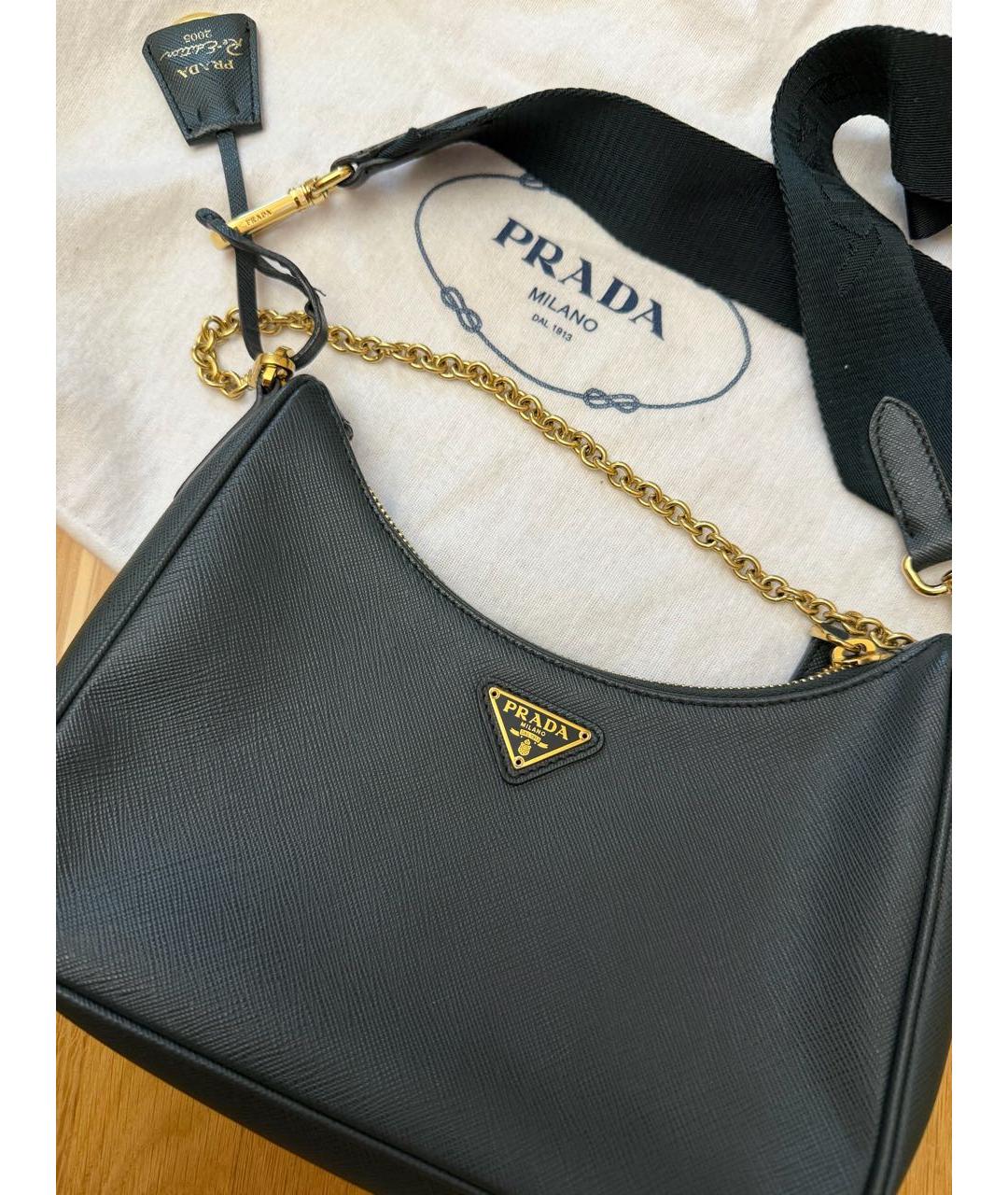 PRADA Черная кожаная сумка через плечо, фото 2