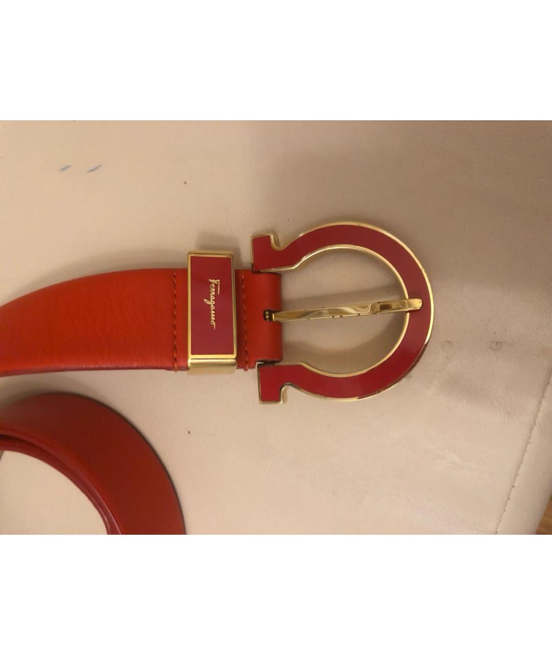 FERRAGAMO Красный кожаный ремень, фото 2