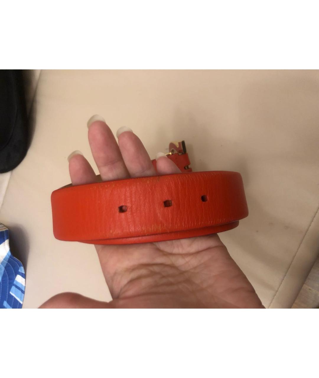 FERRAGAMO Красный кожаный ремень, фото 4