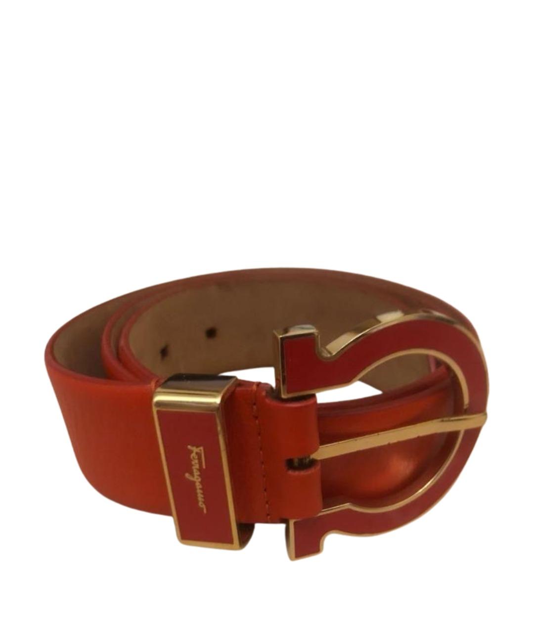FERRAGAMO Красный кожаный ремень, фото 1