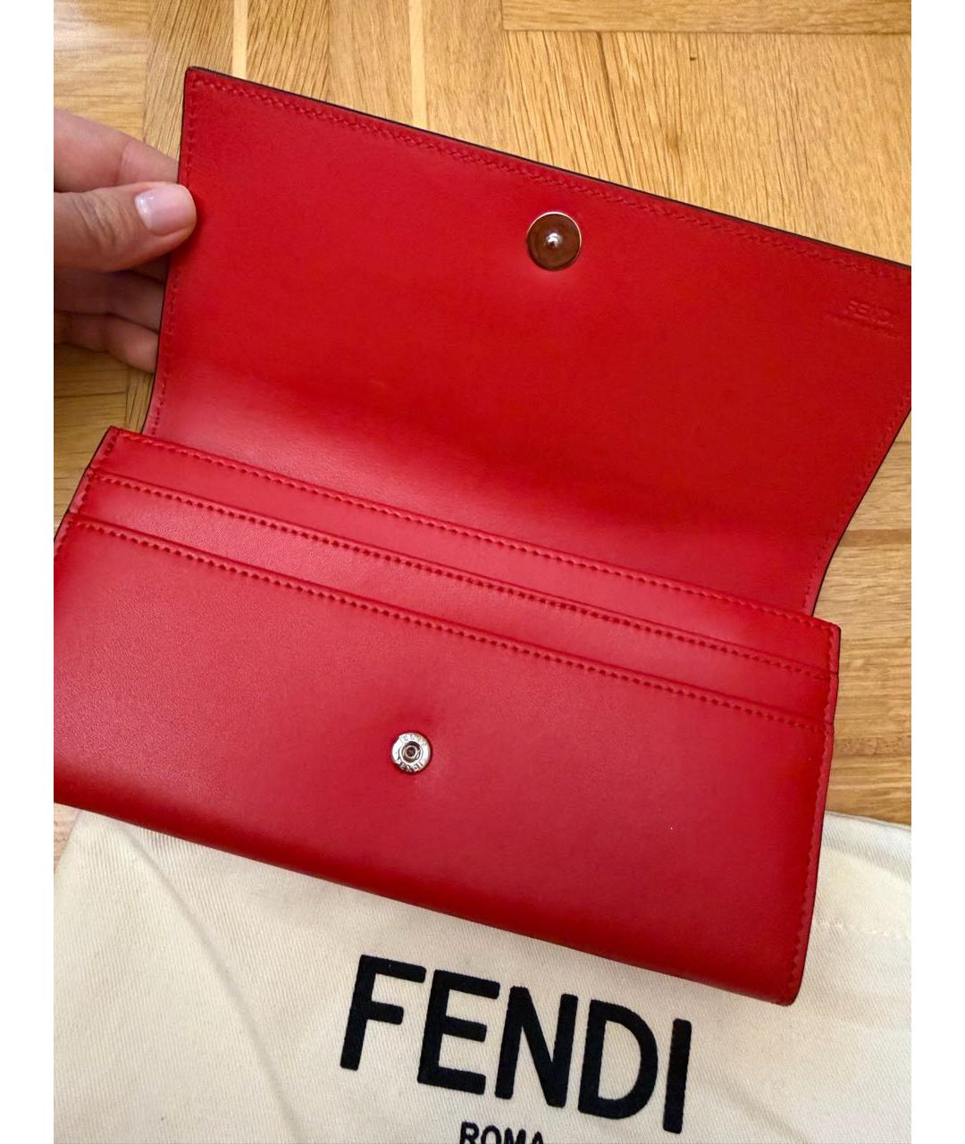 FENDI Красный кожаный кошелек, фото 4