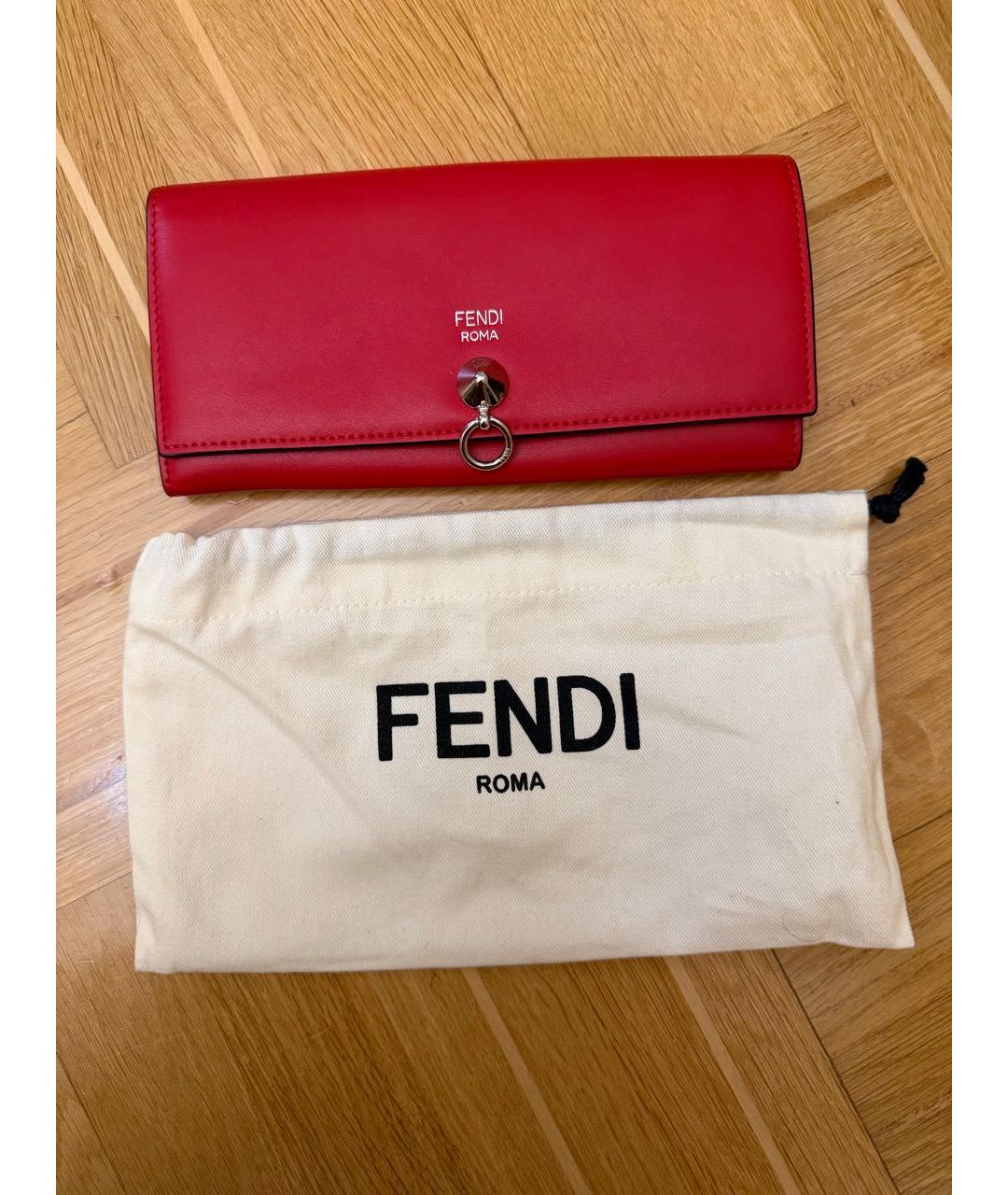 FENDI Красный кожаный кошелек, фото 6
