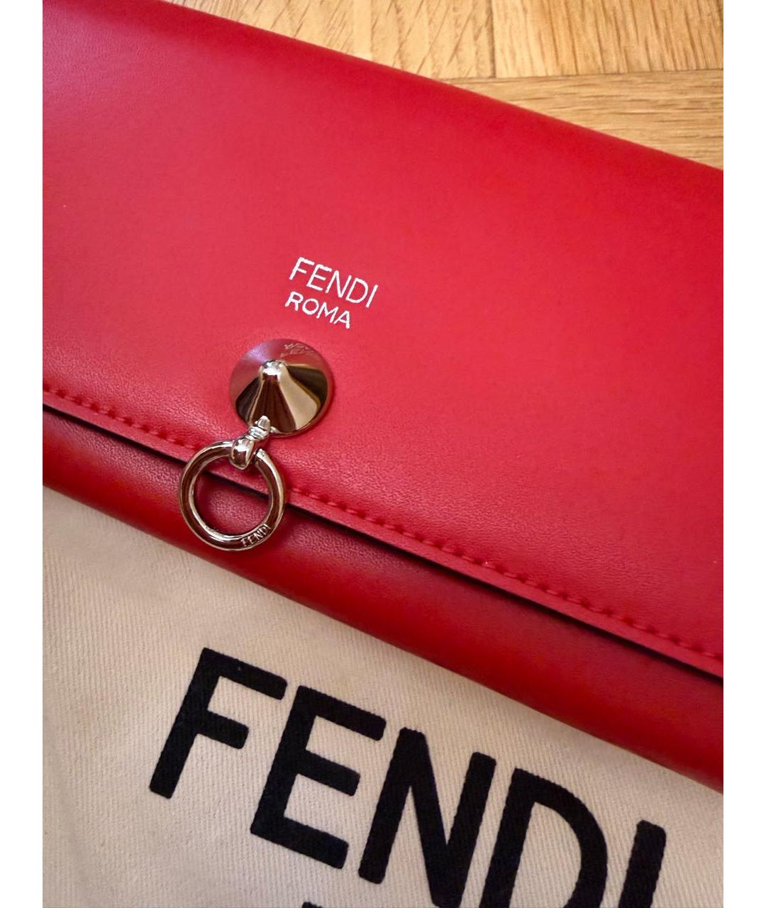 FENDI Красный кожаный кошелек, фото 3