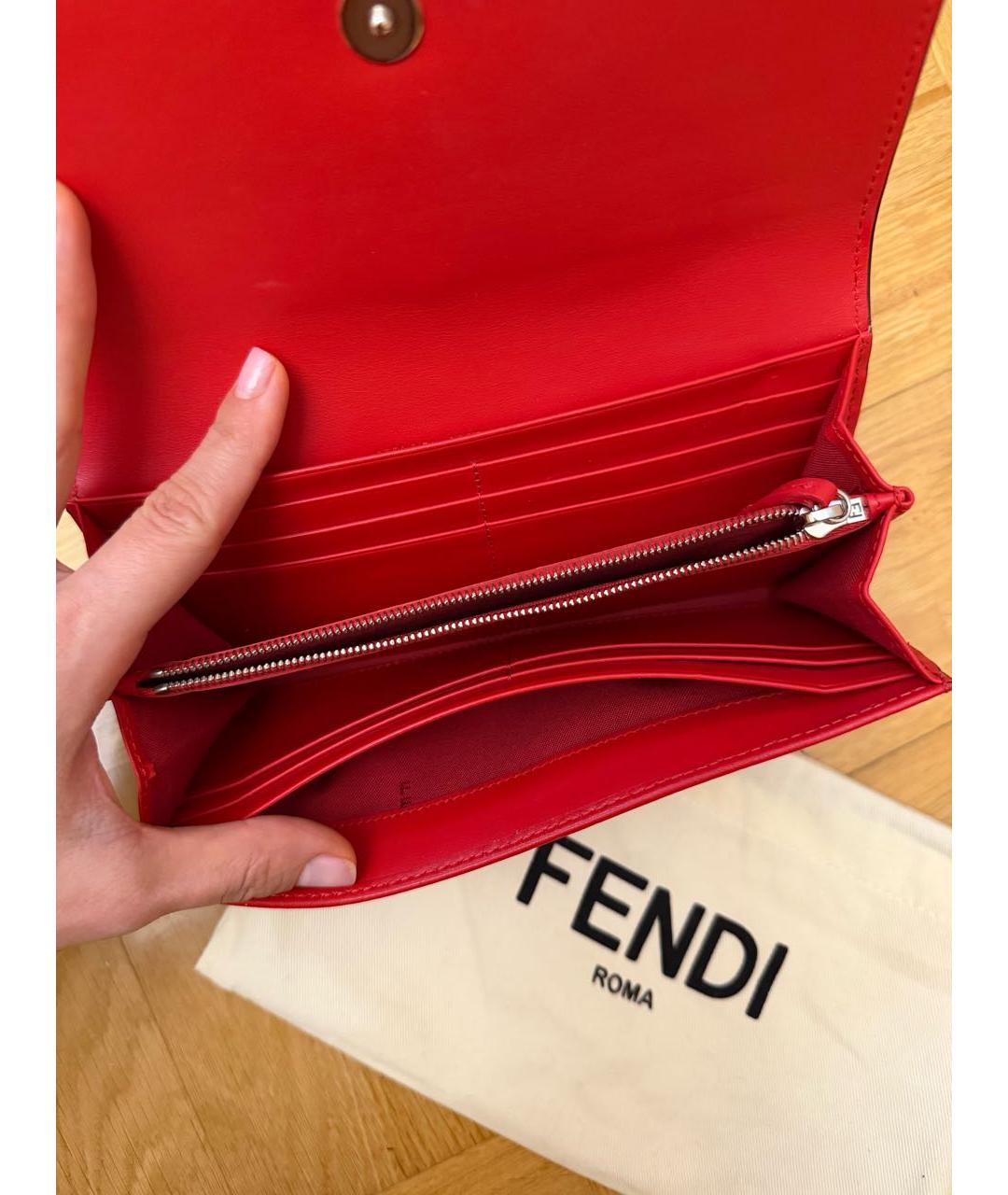 FENDI Красный кожаный кошелек, фото 5