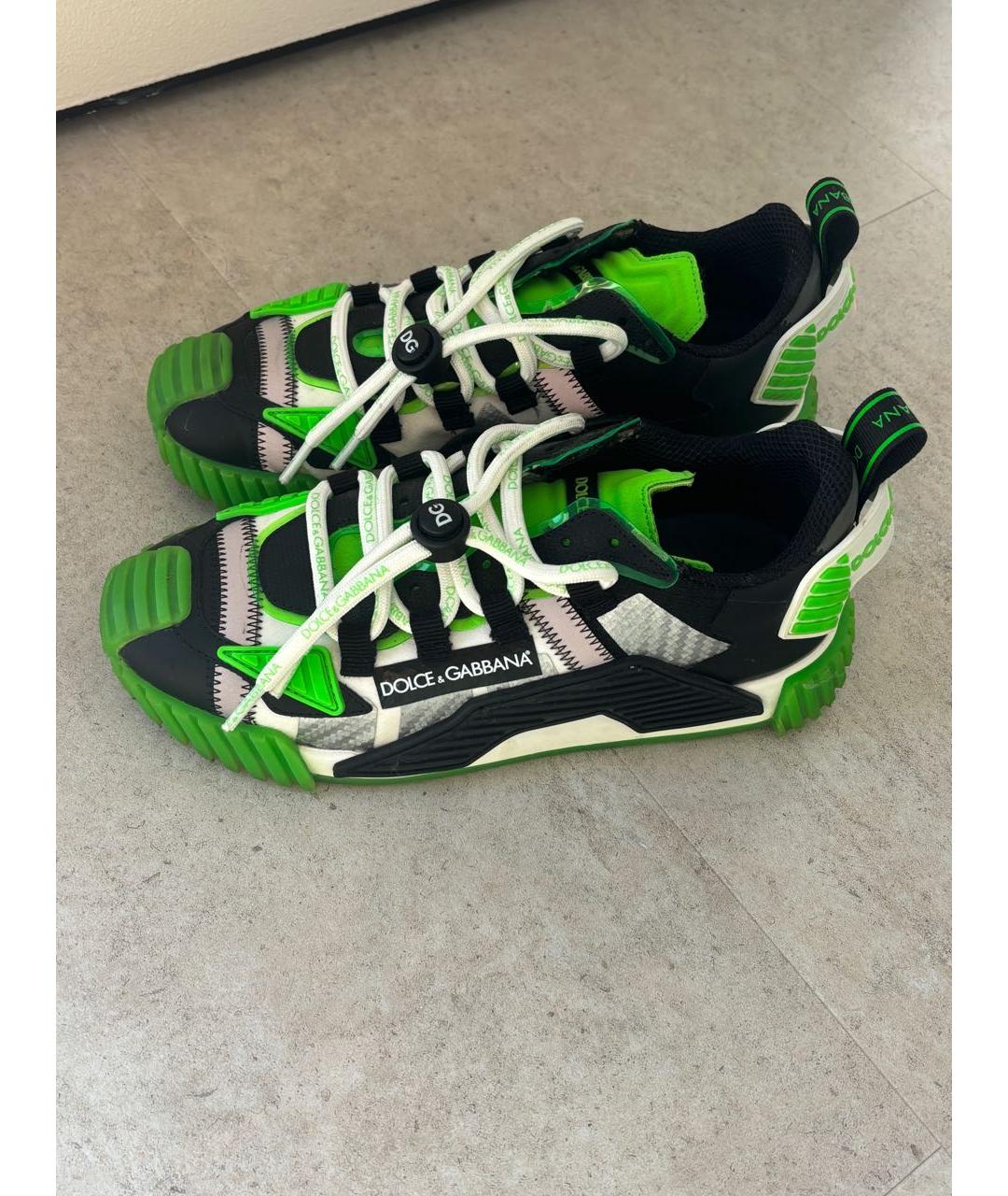 DOLCE&GABBANA Зеленые текстильные кроссовки, фото 4