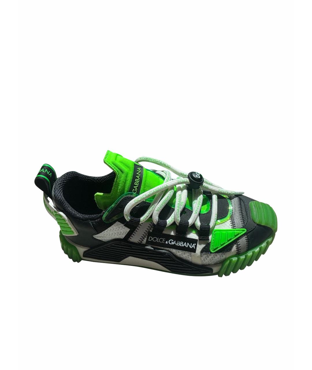 DOLCE&GABBANA Зеленые текстильные кроссовки, фото 1