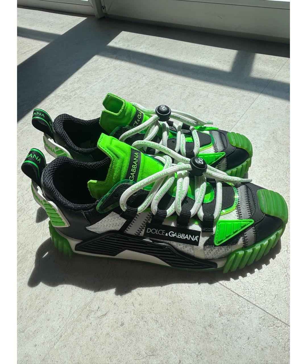 DOLCE&GABBANA Зеленые текстильные кроссовки, фото 5