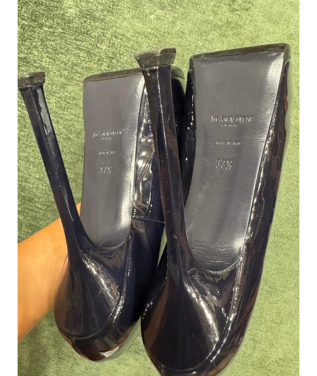 SAINT LAURENT Темно-синие кожаные туфли, фото 5