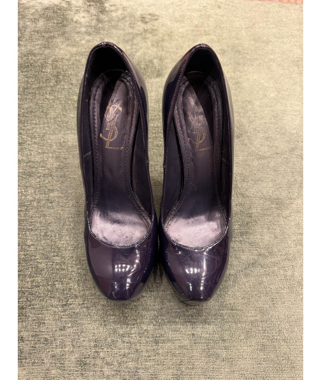 SAINT LAURENT Темно-синие кожаные туфли, фото 3