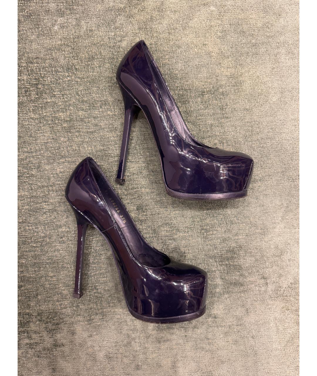 SAINT LAURENT Темно-синие кожаные туфли, фото 6