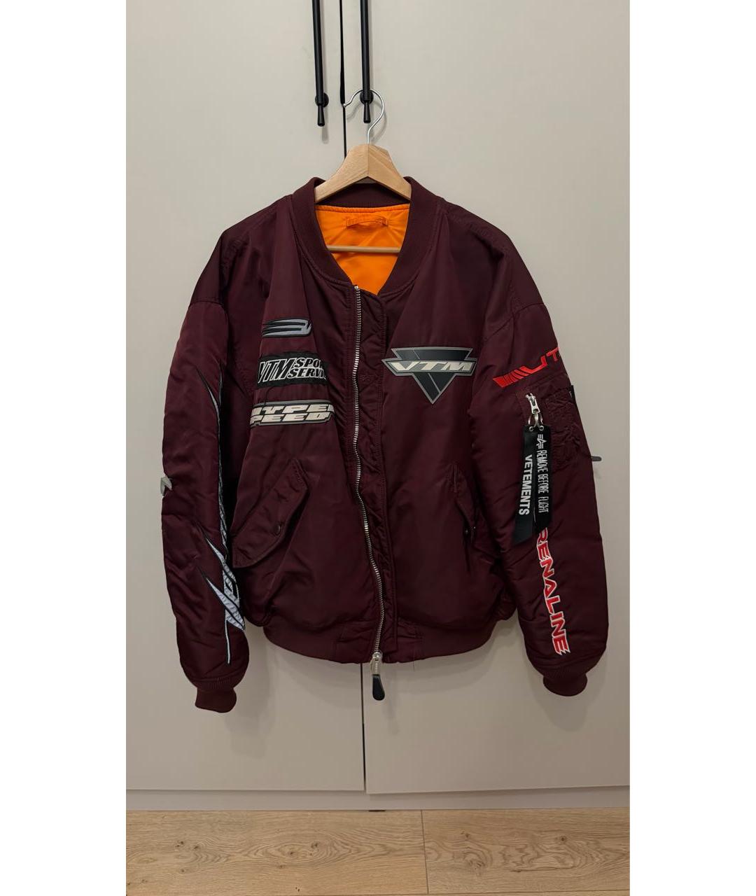 VETEMENTS Бордовая синтетическая куртка, фото 4