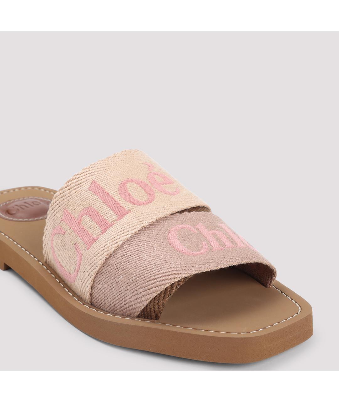 CHLOE Коричневые текстильные шлепанцы, фото 4