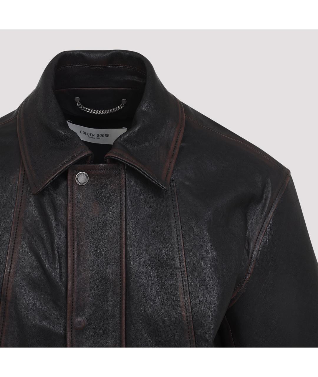 GOLDEN GOOSE DELUXE BRAND Черная кожаная куртка, фото 6