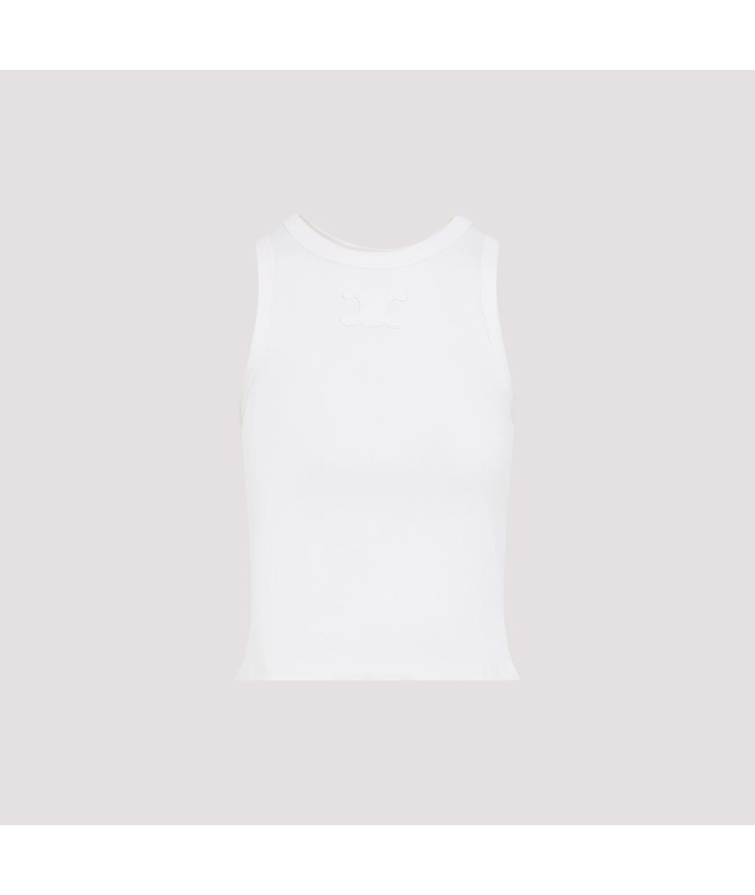 CELINE Белая хлопковая майка, фото 2