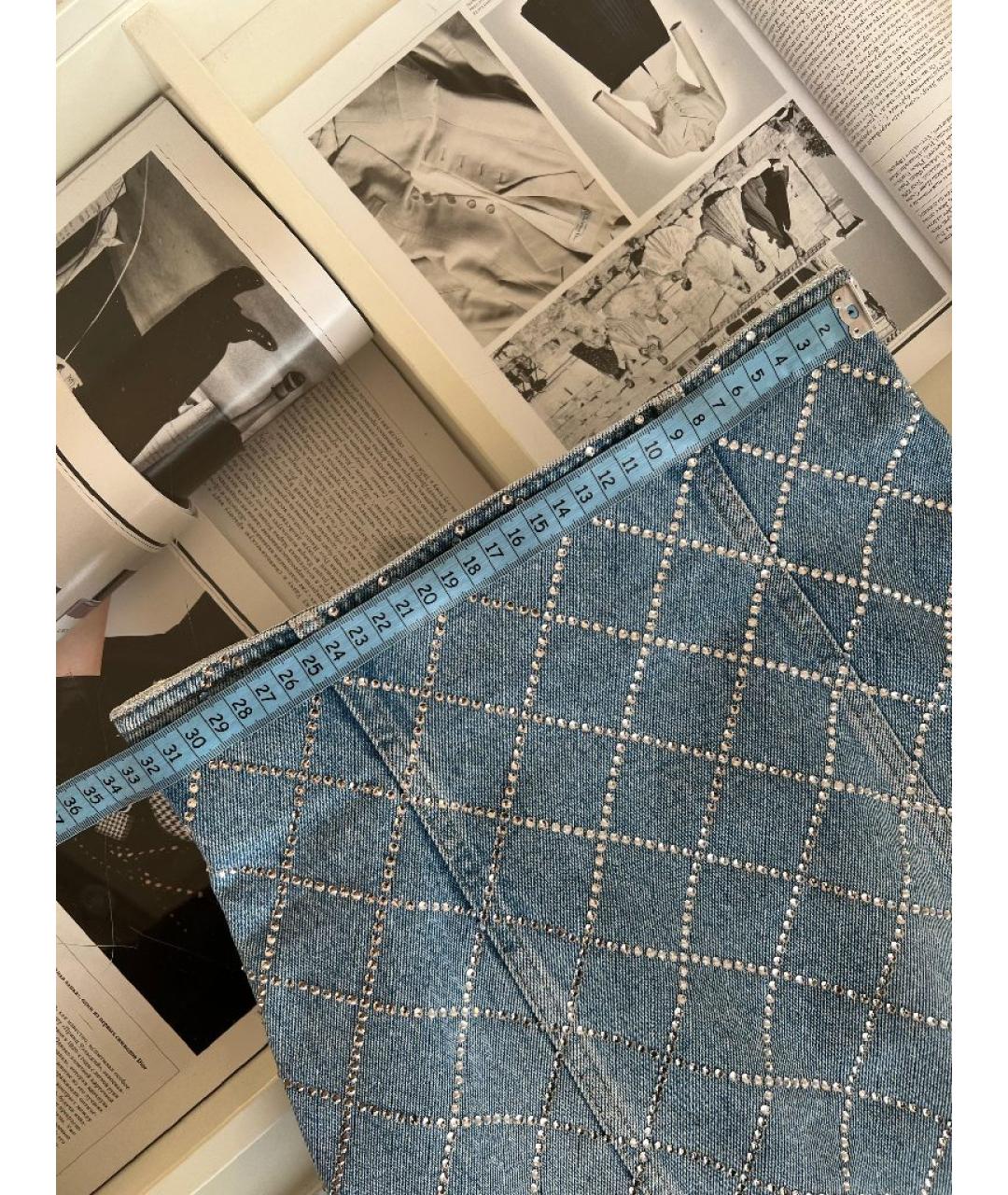 BALMAIN Голубая хлопковая юбка миди, фото 5