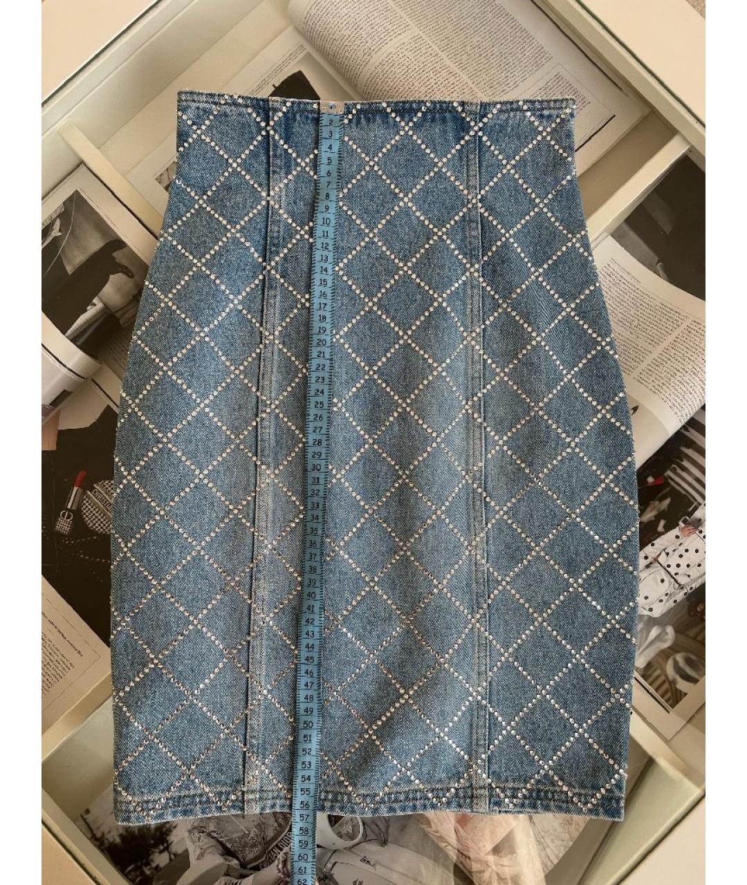 BALMAIN Голубая хлопковая юбка миди, фото 7