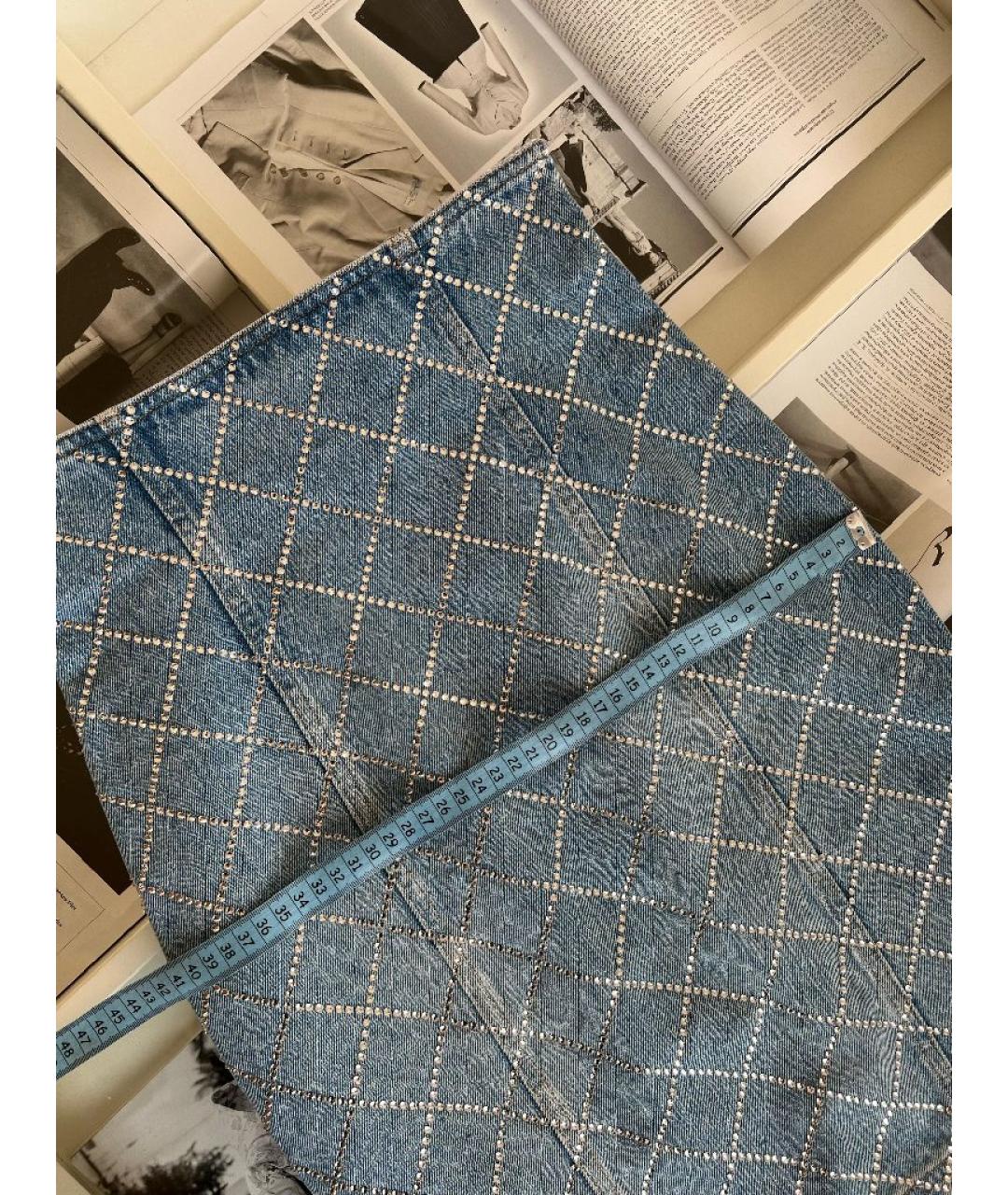 BALMAIN Голубая хлопковая юбка миди, фото 6