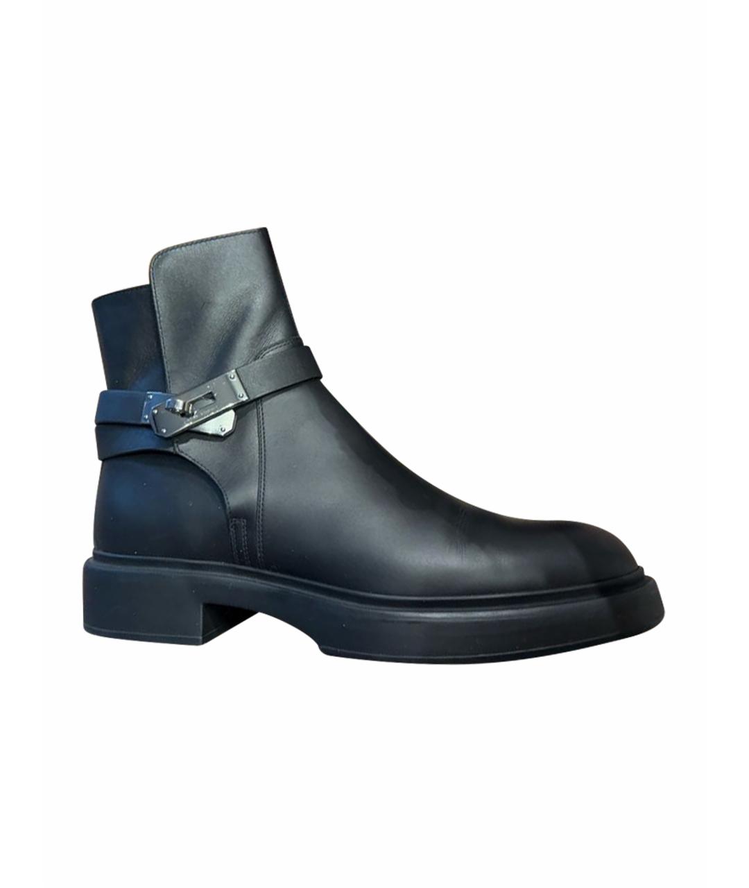 HERMES Черные кожаные полусапоги, фото 1