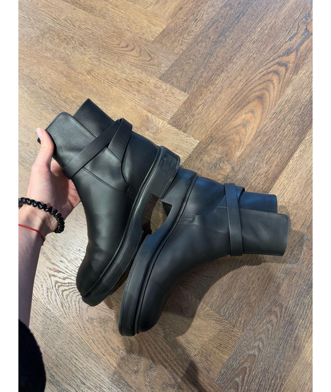HERMES Черные кожаные полусапоги, фото 6