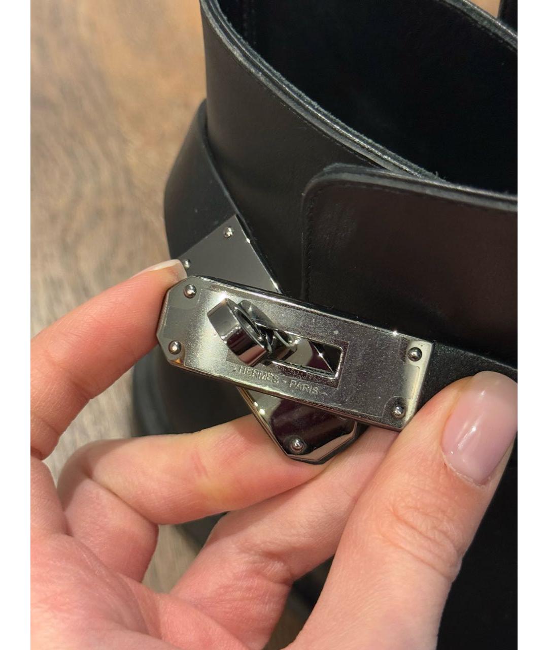 HERMES Черные кожаные полусапоги, фото 3