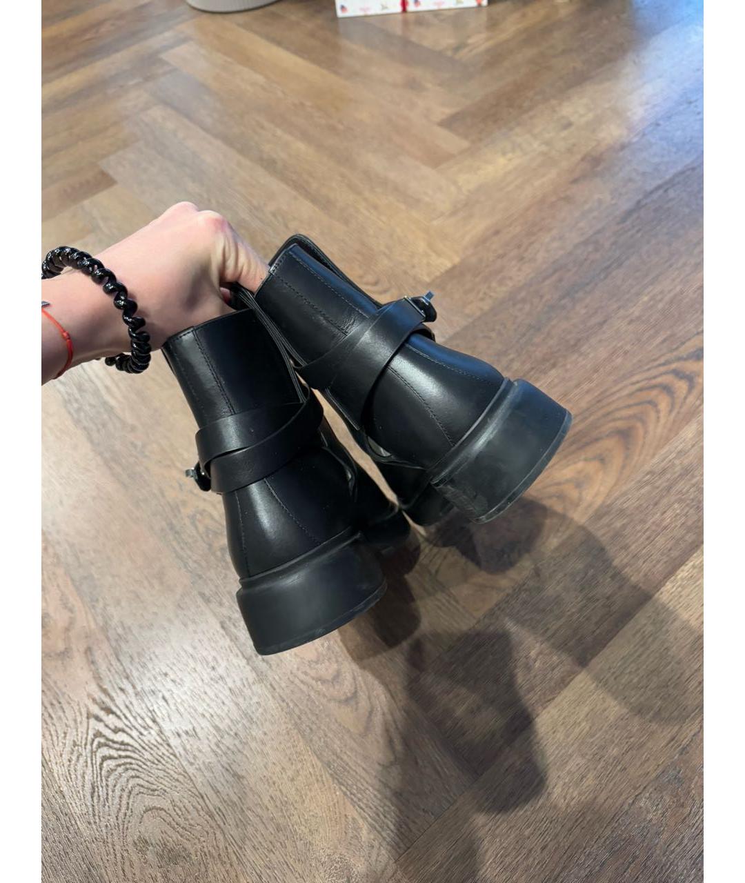 HERMES Черные кожаные полусапоги, фото 7