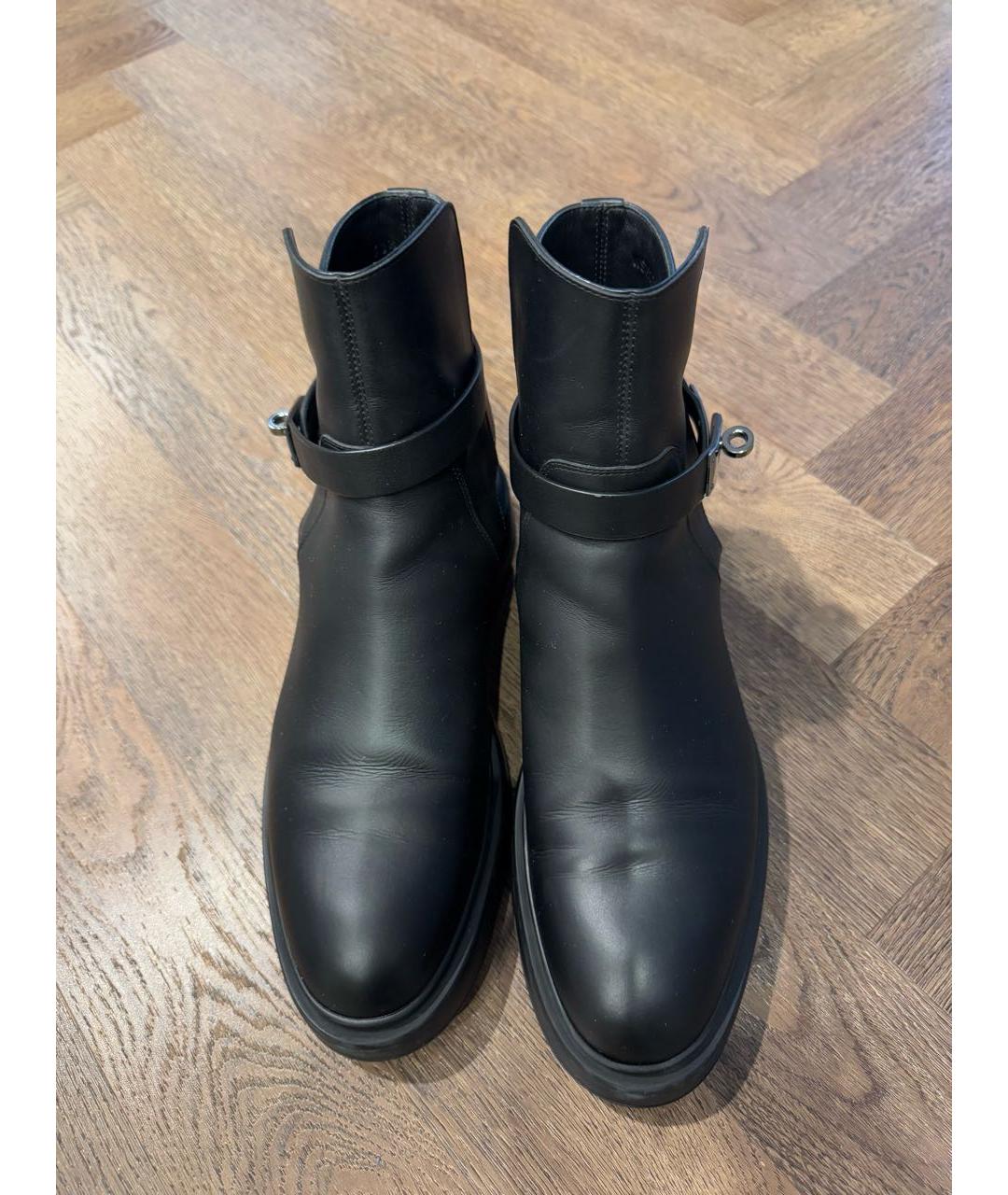 HERMES Черные кожаные полусапоги, фото 5