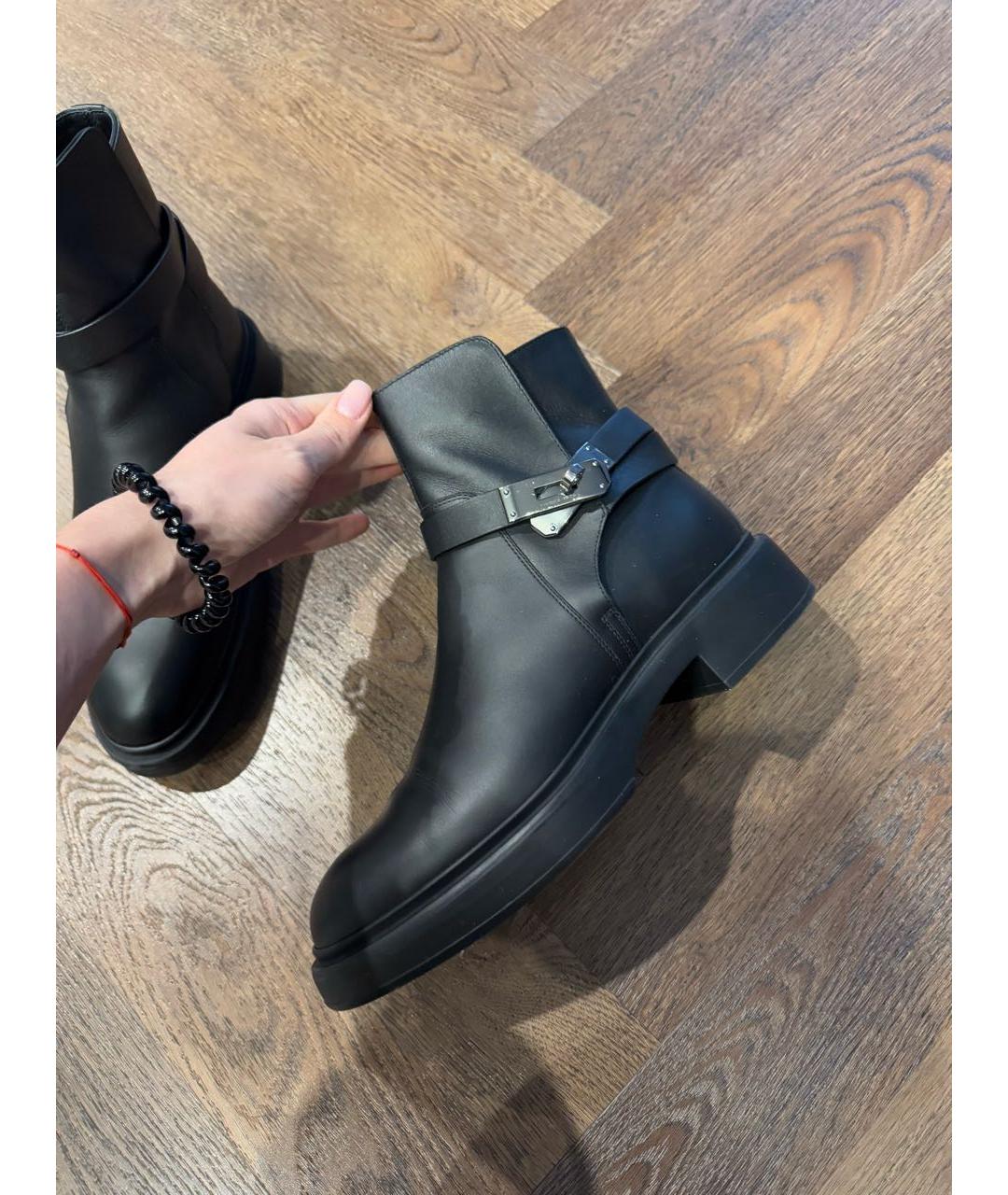 HERMES Черные кожаные полусапоги, фото 9