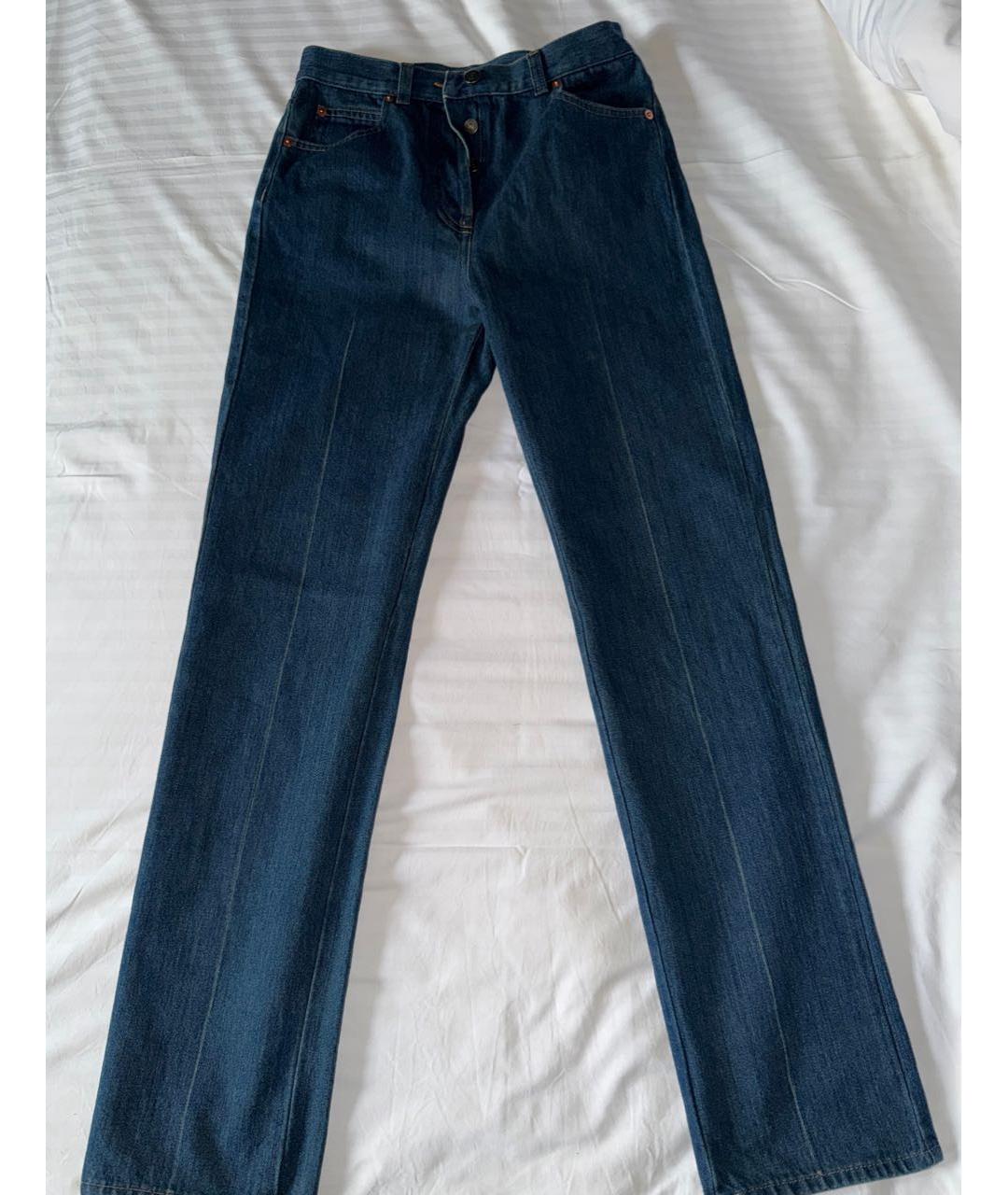 GUCCI Темно-синие хлопковые прямые джинсы, фото 7