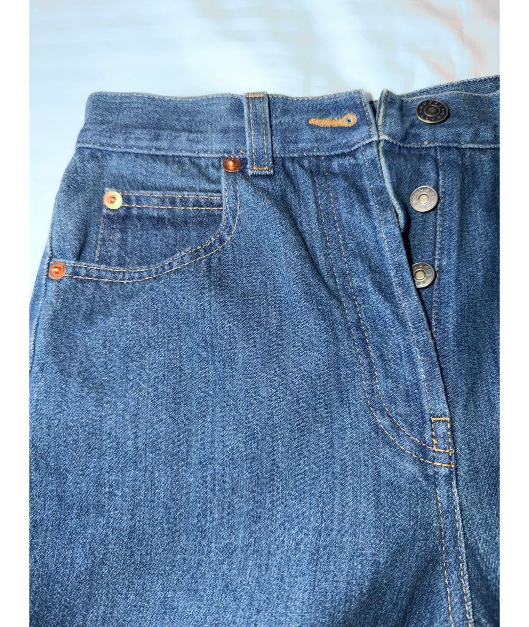 GUCCI Темно-синие хлопковые прямые джинсы, фото 4