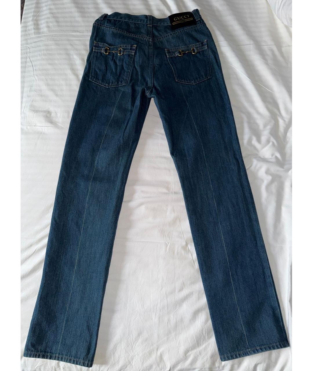 GUCCI Темно-синие хлопковые прямые джинсы, фото 2