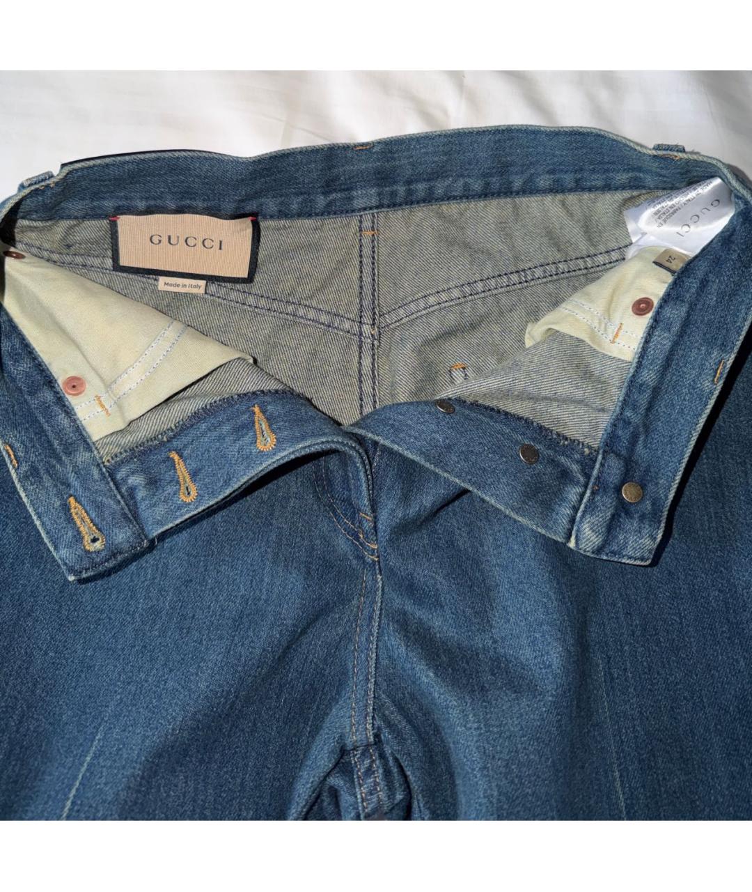 GUCCI Темно-синие хлопковые прямые джинсы, фото 3