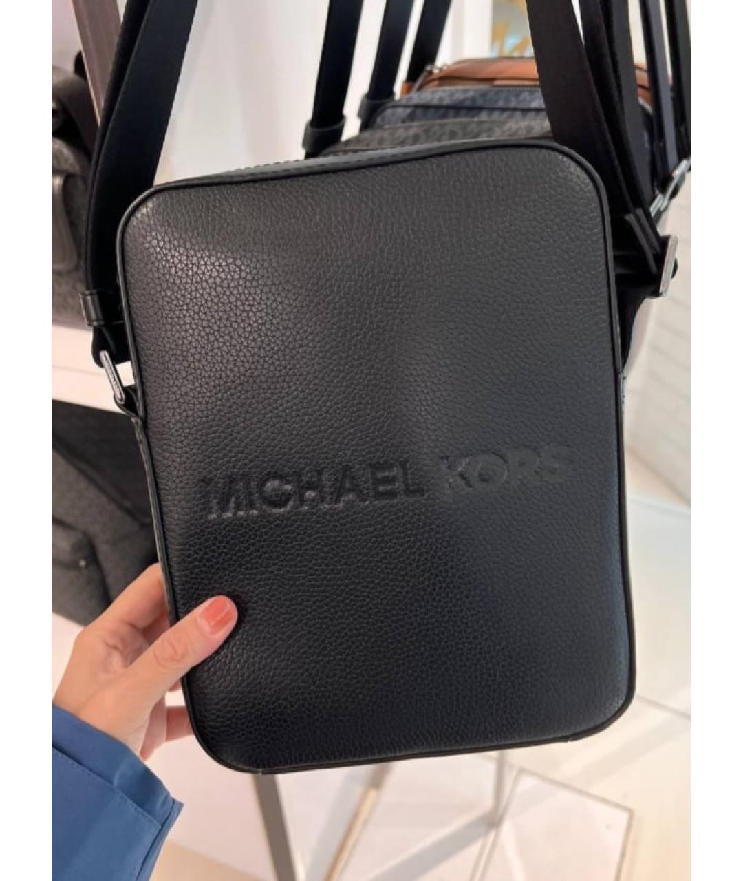 MICHAEL KORS Черная кожаная сумка на плечо, фото 4
