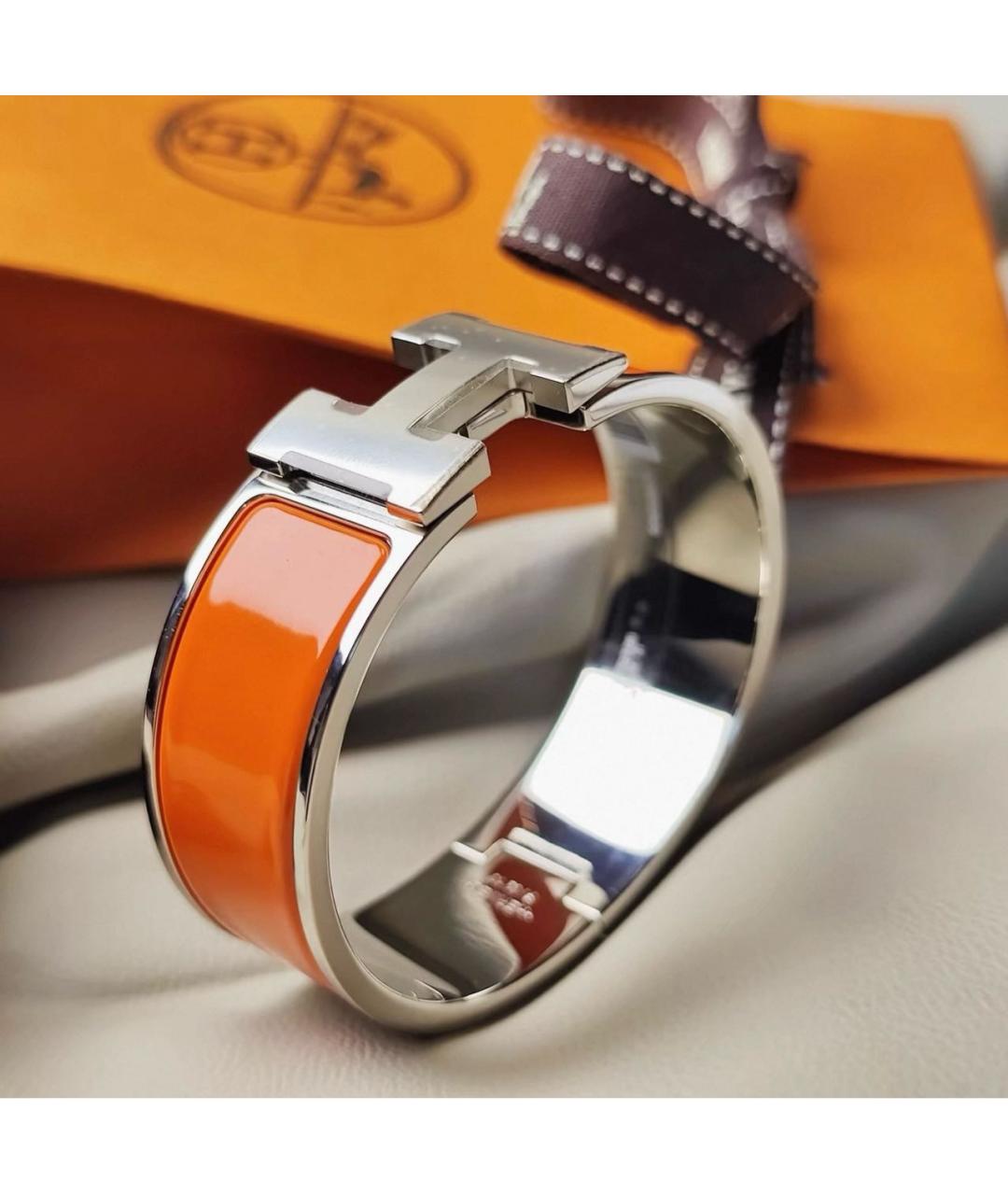 HERMES Оранжевый серебряный браслет, фото 3