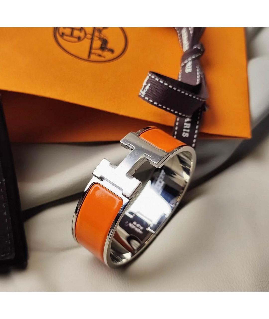 HERMES Оранжевый серебряный браслет, фото 2
