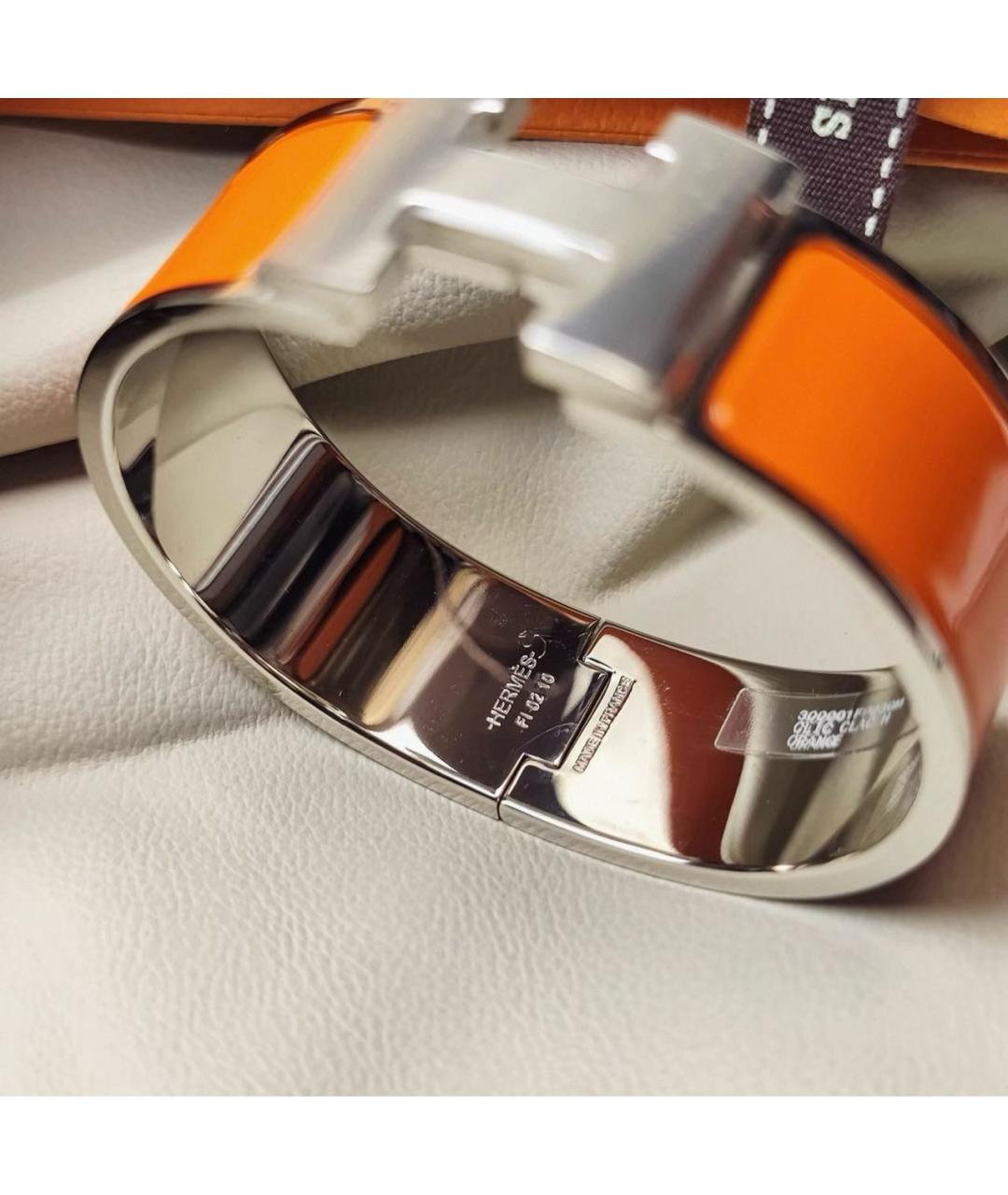 HERMES Оранжевый серебряный браслет, фото 4