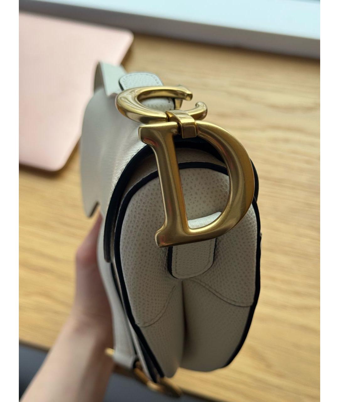 CHRISTIAN DIOR Бежевая кожаная сумка с короткими ручками, фото 7