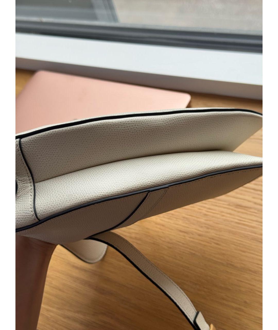 CHRISTIAN DIOR Бежевая кожаная сумка с короткими ручками, фото 5