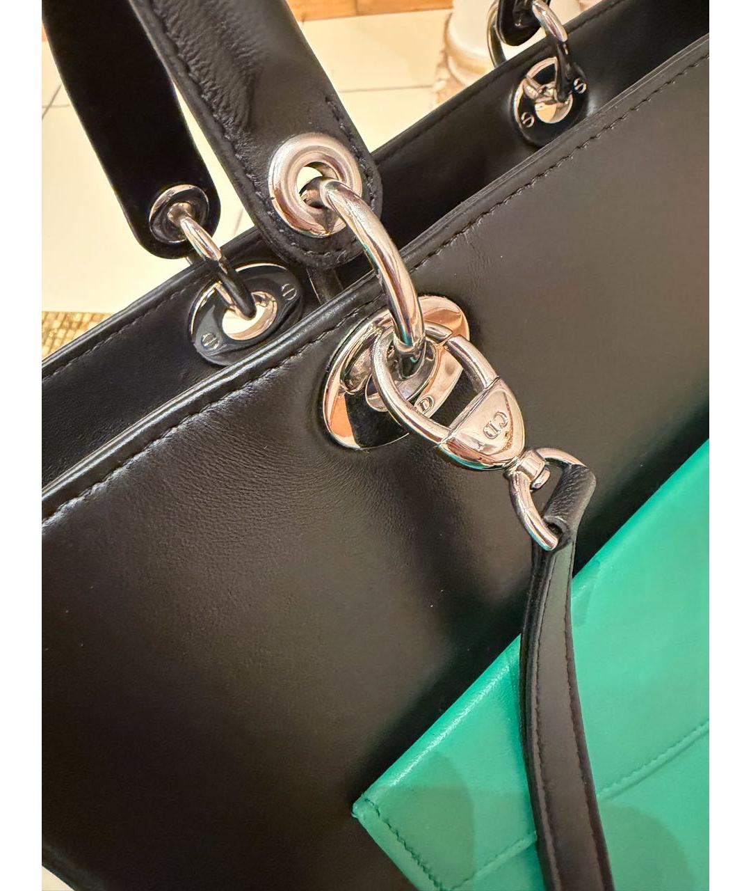 CHRISTIAN DIOR Черная кожаная сумка через плечо, фото 4