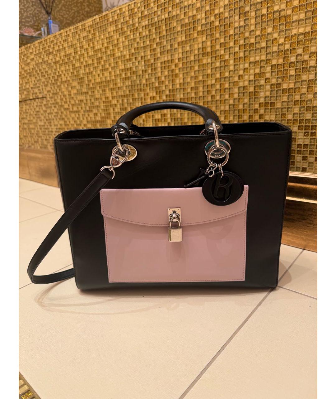 CHRISTIAN DIOR Черная кожаная сумка через плечо, фото 5