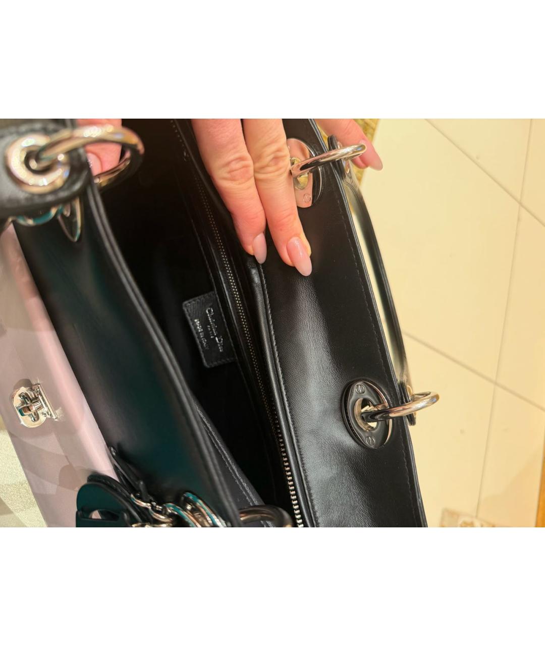 CHRISTIAN DIOR Черная кожаная сумка через плечо, фото 3