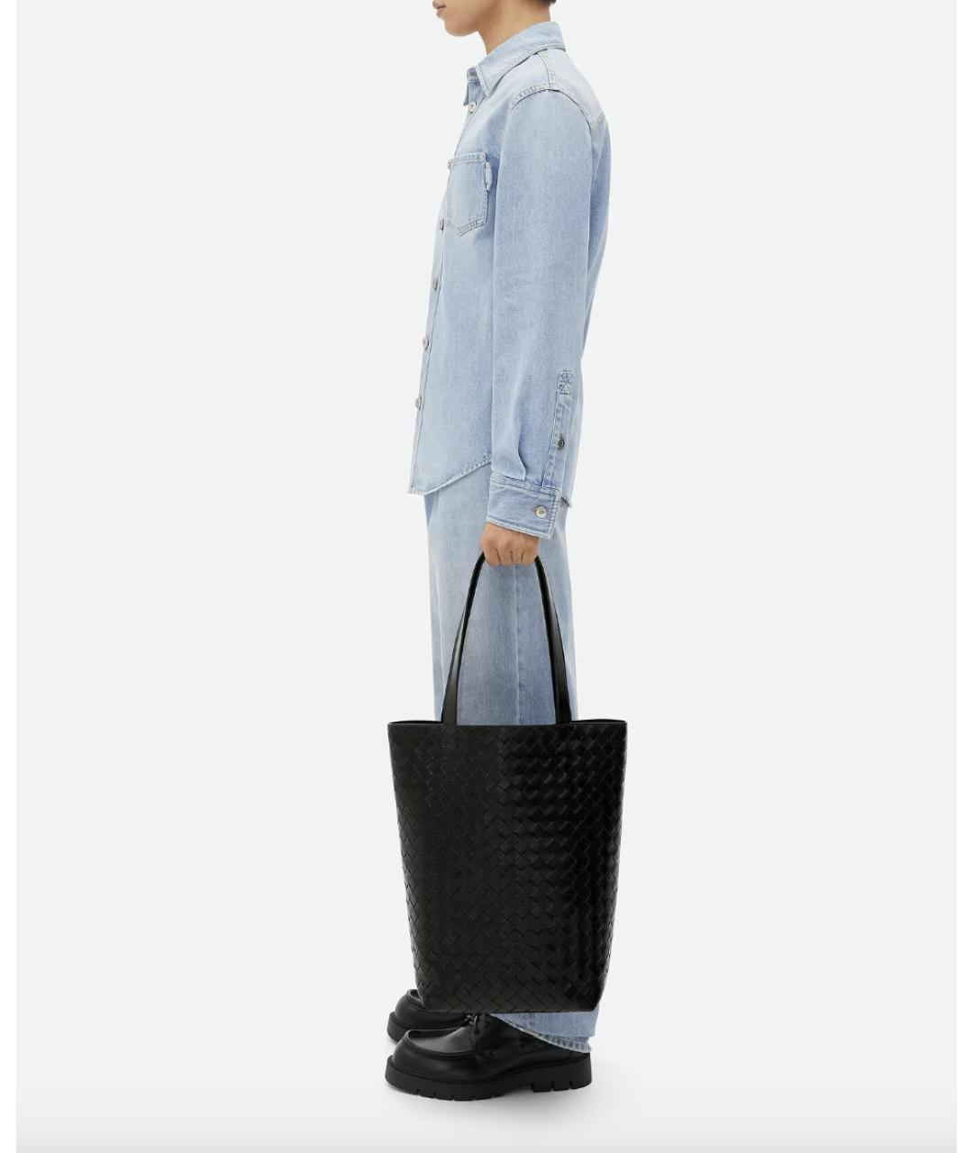 BOTTEGA VENETA Черная кожаная сумка тоут, фото 2