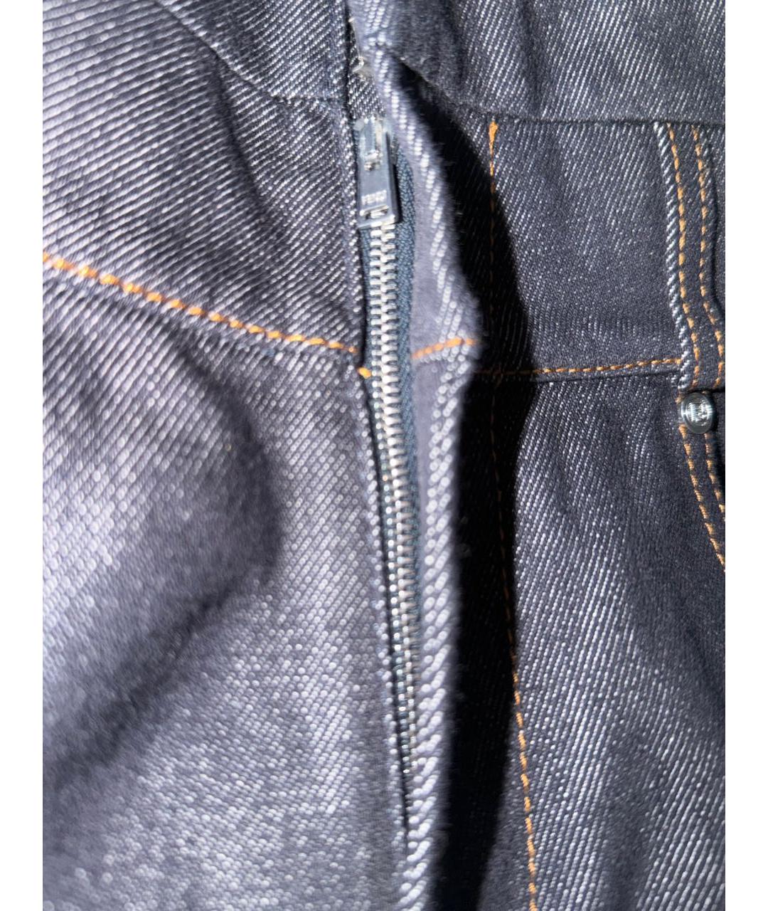 FENDI Темно-синие хлопковые прямые джинсы, фото 5