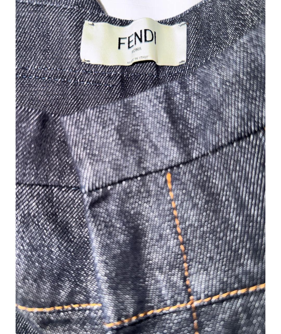 FENDI Темно-синие хлопковые прямые джинсы, фото 8