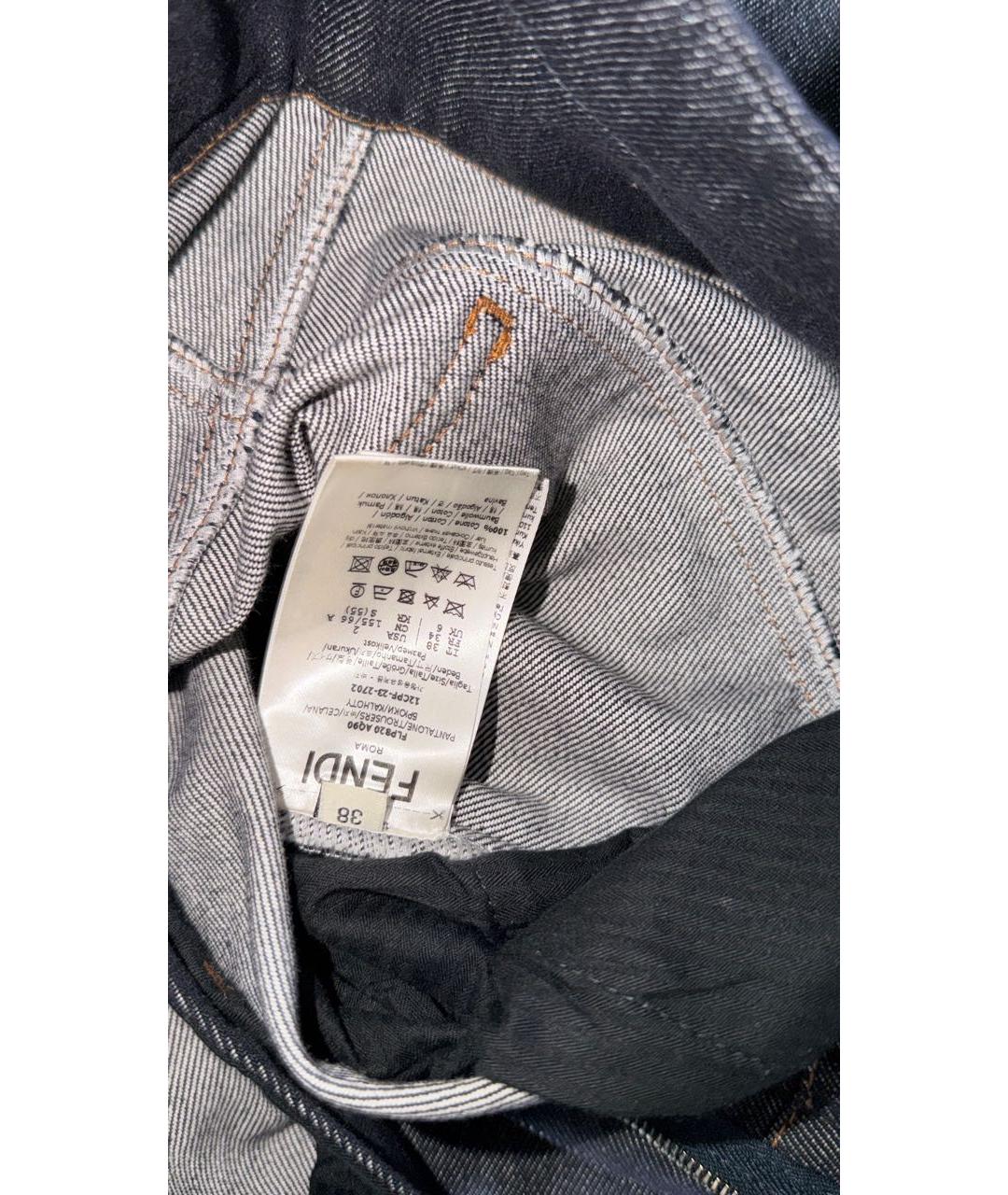 FENDI Темно-синие хлопковые прямые джинсы, фото 7