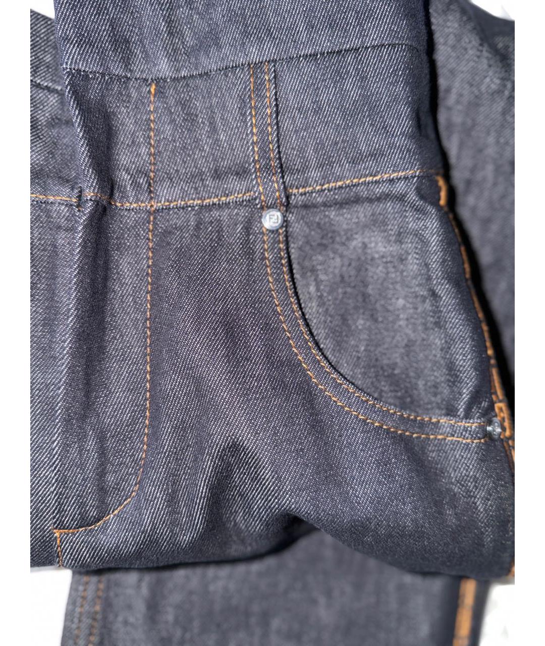 FENDI Темно-синие хлопковые прямые джинсы, фото 4