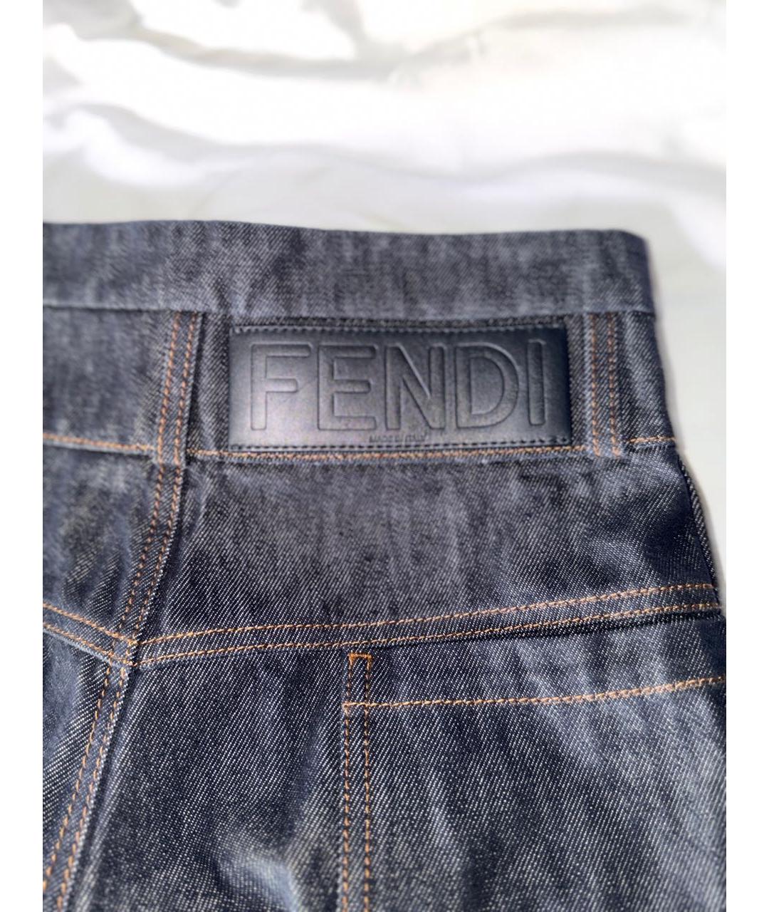 FENDI Темно-синие хлопковые прямые джинсы, фото 6