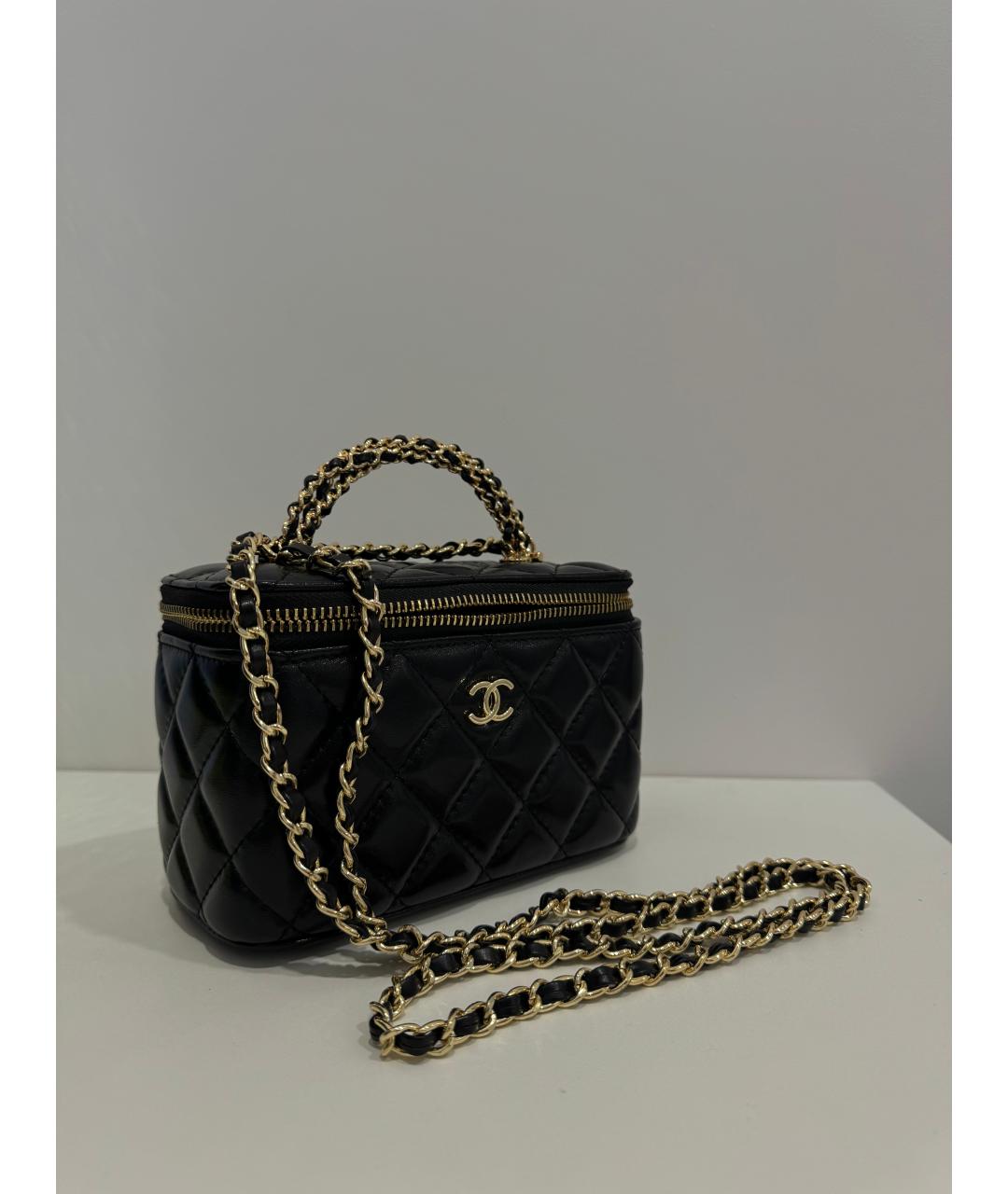 CHANEL Черная кожаная сумка через плечо, фото 6
