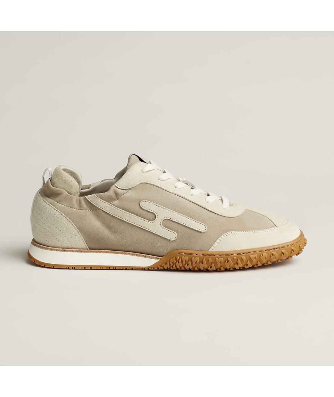 HERMES Бежевые замшевые низкие кроссовки / кеды, фото 7