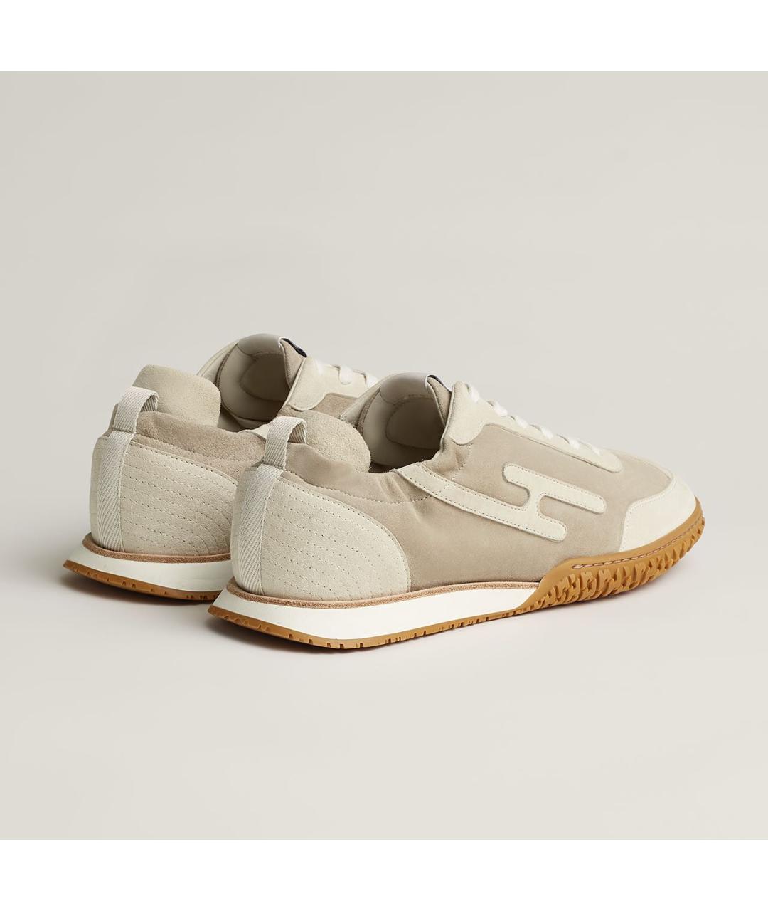 HERMES Бежевые замшевые низкие кроссовки / кеды, фото 4