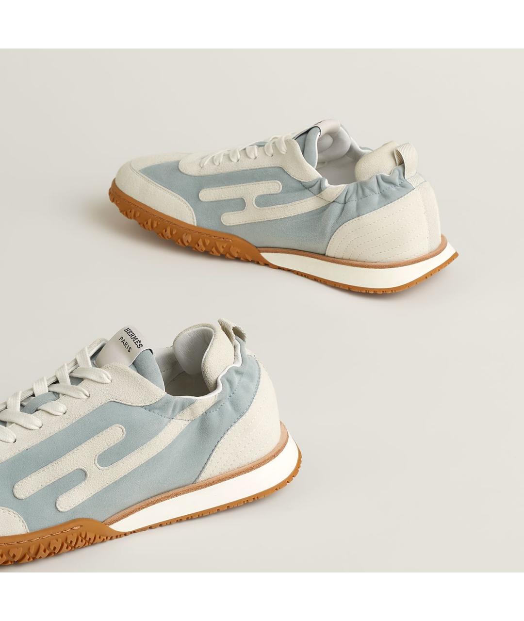 HERMES Голубые замшевые низкие кроссовки / кеды, фото 4